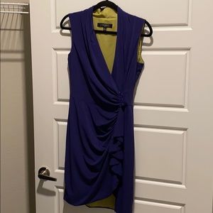 Deep Violet Wrap Dress with Lime Green lining